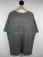 Vintage Harley Davidson Skull Upper Sandusky Ohio Grey Tee