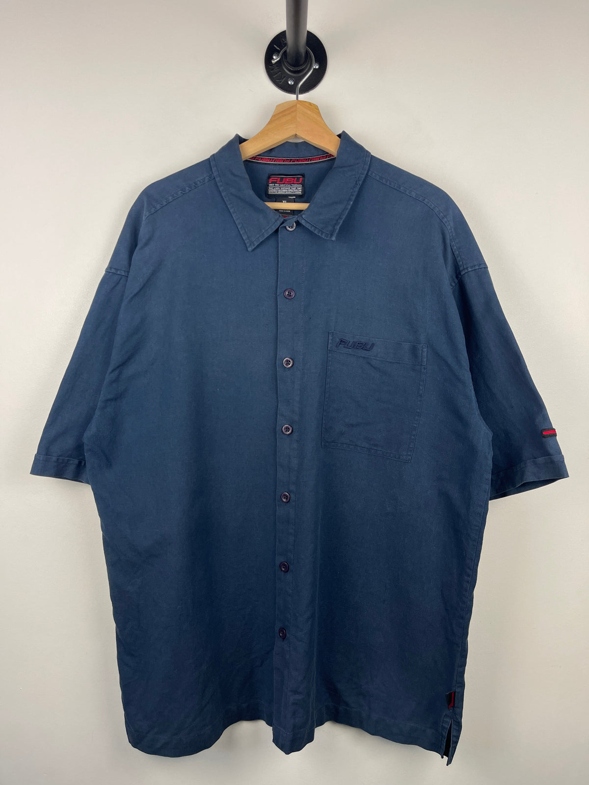 Vintage Fubu Navy Button Up Short Sleeve Shirt