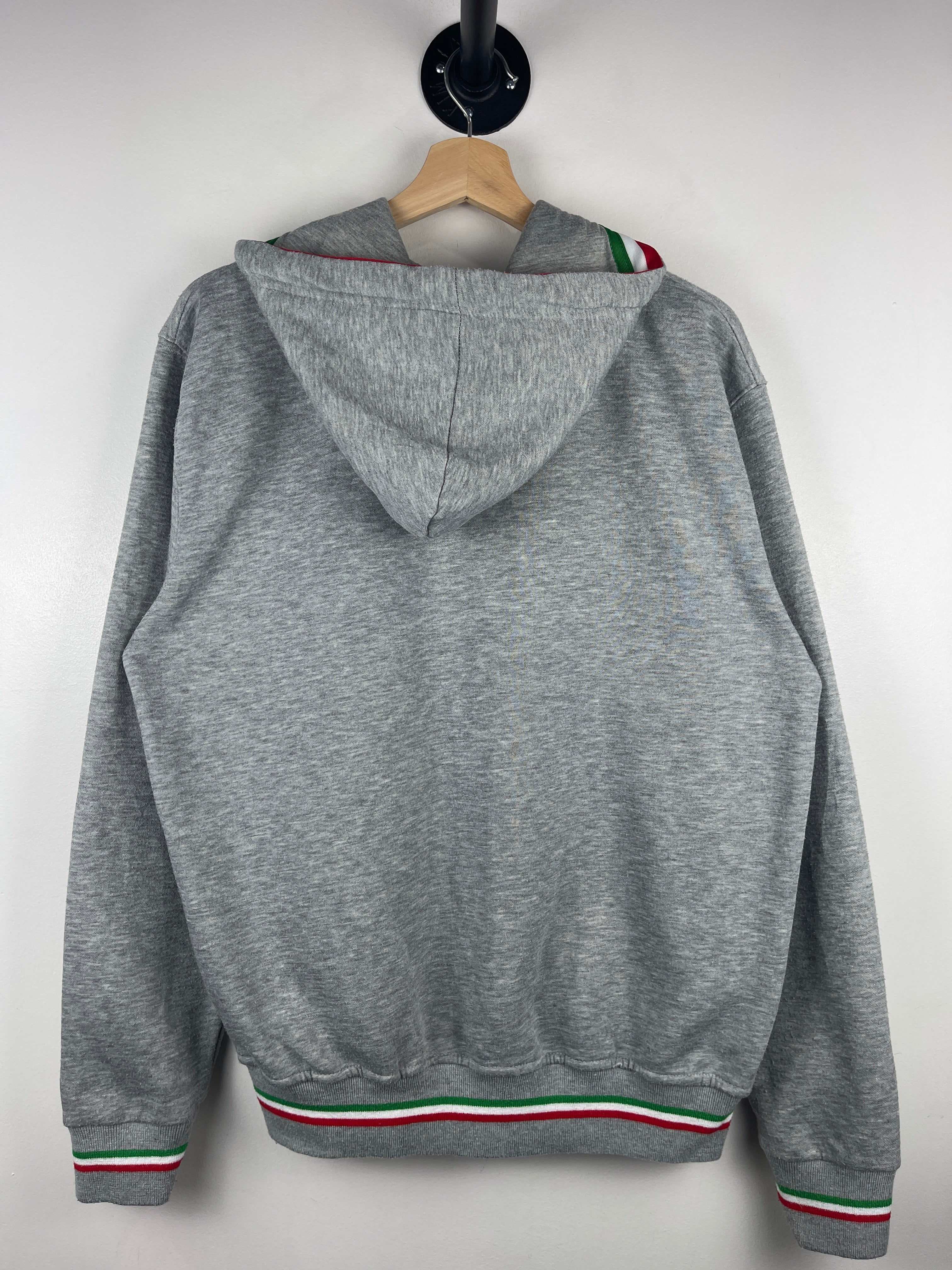 Vintage Italy Italia Embroidered Grey Zip Up Hoodie