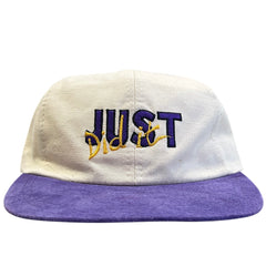 Vintage 90s Waterloo Wilfrid Laurier University Just Did It Cream Leather Strapback Hat