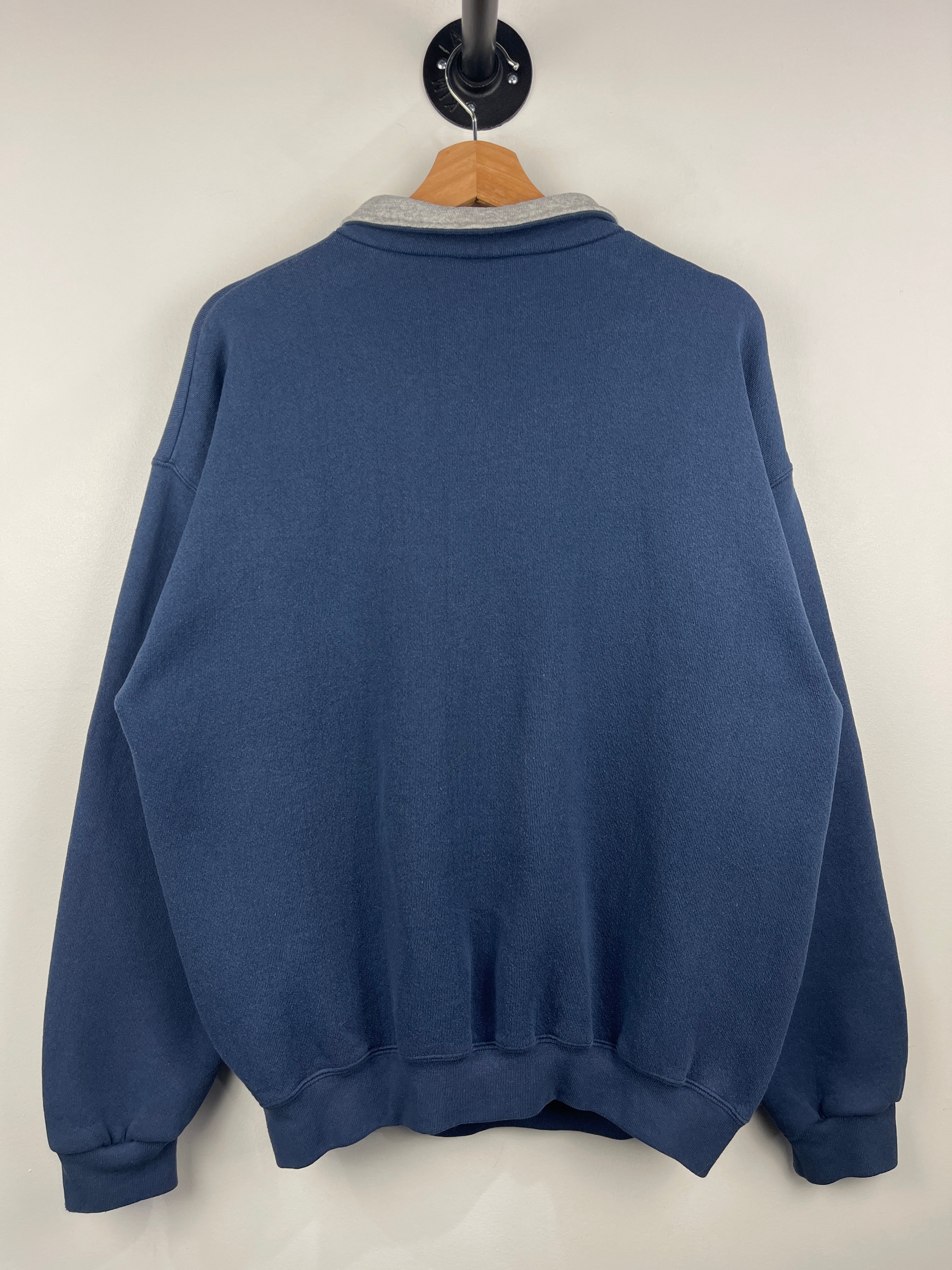 Vintage 90s Tultex Blank Navy Quarter Zip Sweater