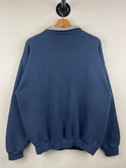 Vintage 90s Tultex Blank Navy Quarter Zip Sweater