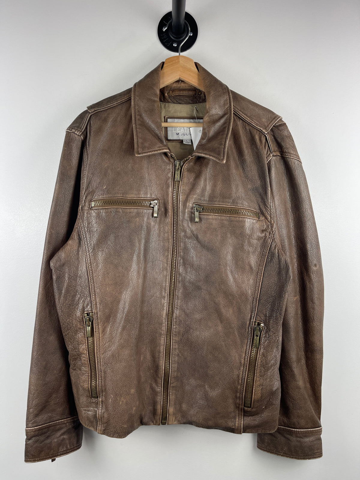 Vintage 90s Wilsons Brown Leather Bomber Jacket