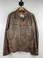 Vintage 90s Wilsons Brown Leather Bomber Jacket