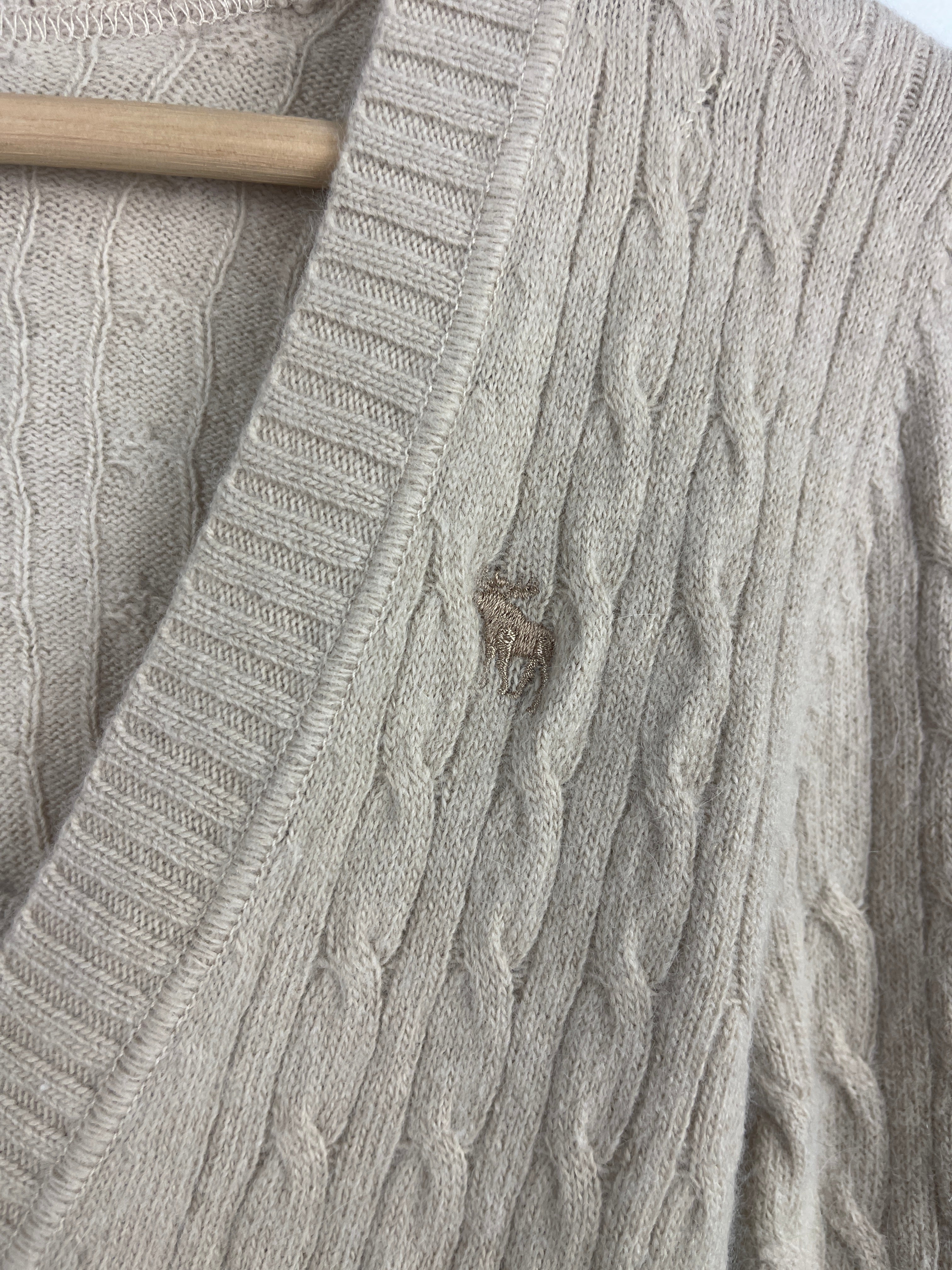 Vintage Abercrombie & Fitch Beige Rabbit Hair & Cashmere Bella Swan Babydoll Fitted Cardigan