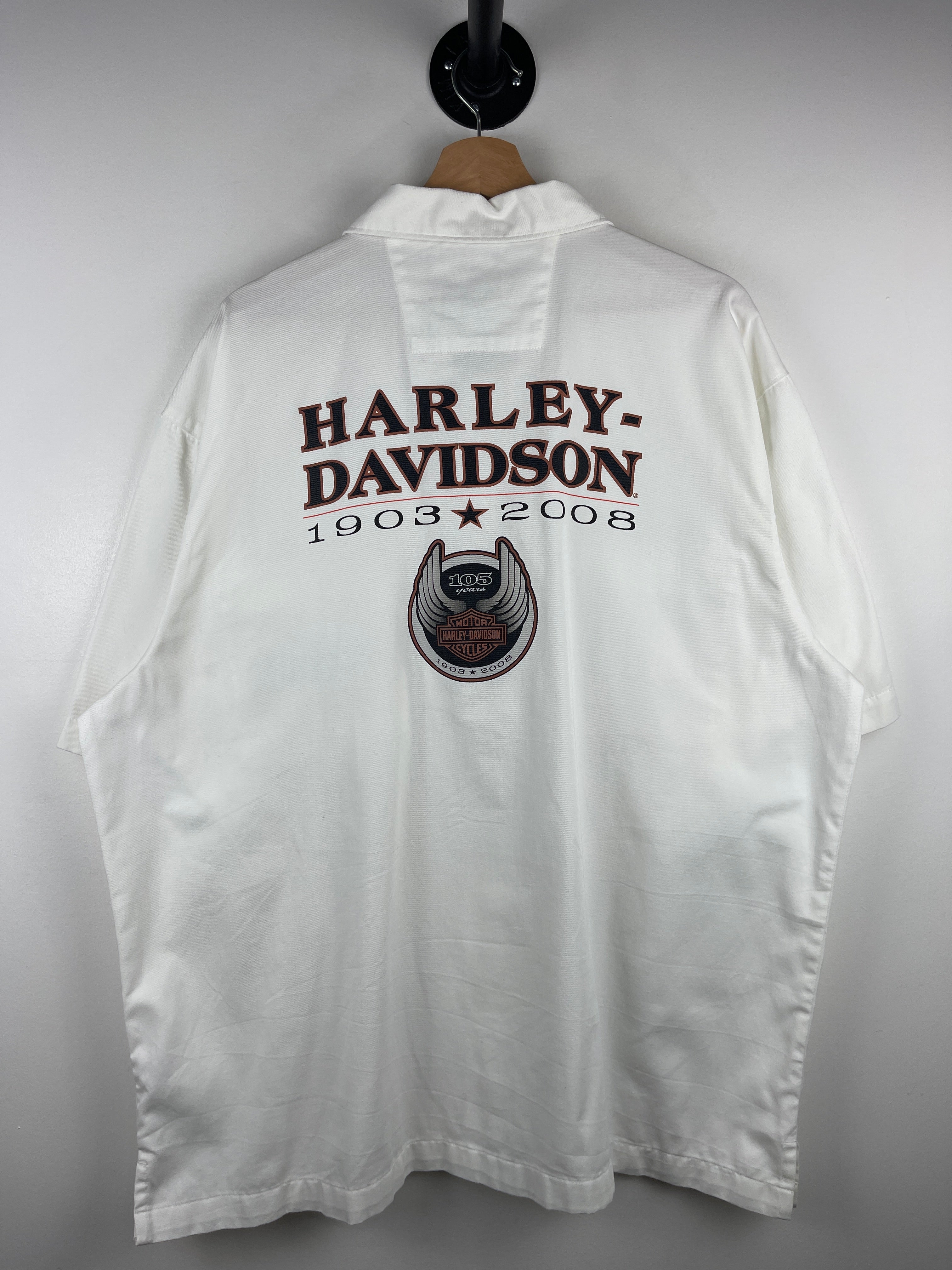 Vintage Harley Davidson White Short Sleeve Button Up Shirt