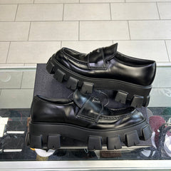 Prada Monolith Brushed Leather Black Loafers
