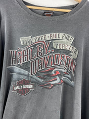 Vintage Harley Davidson Flames Tribal Indianapolis Indiana Dark Grey Long Sleeve