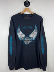 Vintage Harley Davidson Lightning Eagle Las Vegas Nevada Black Long Sleeve