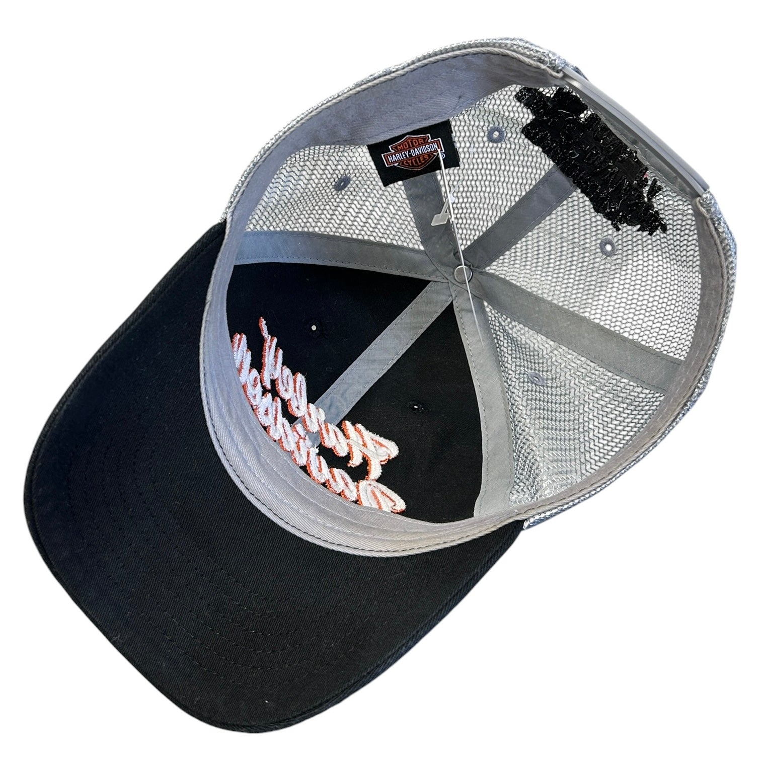 Vintage Harley Davidson Spellout Black & Grey Trucker Snapback Hat