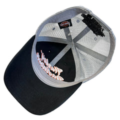Vintage Harley Davidson Spellout Black & Grey Trucker Snapback Hat