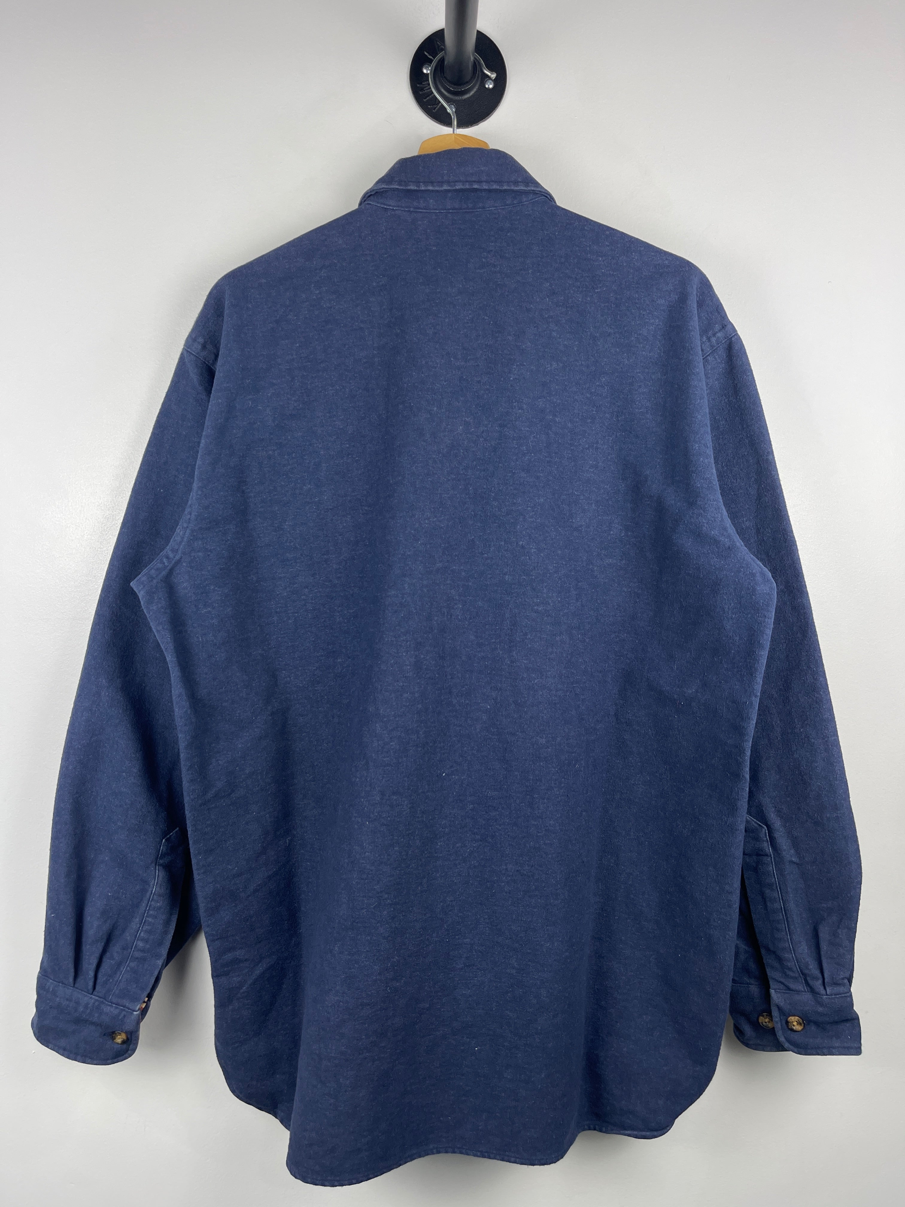 Vintage LL Bean Aztec Lined Navy Button Up Long Sleeve Shirt