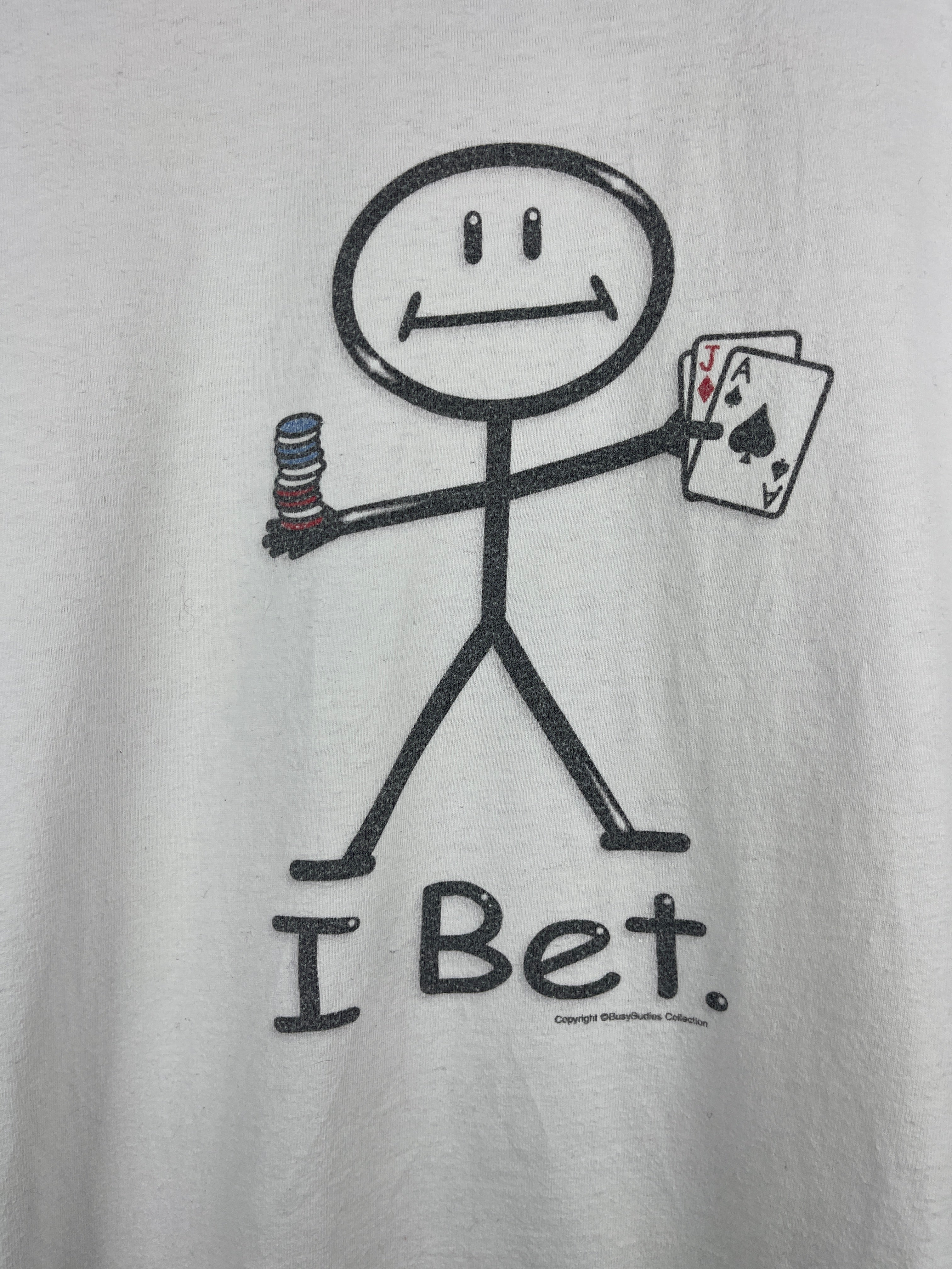 Vintage I Bet Gambling Comedy White Ringer Tee