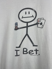 Vintage I Bet Gambling Comedy White Ringer Tee