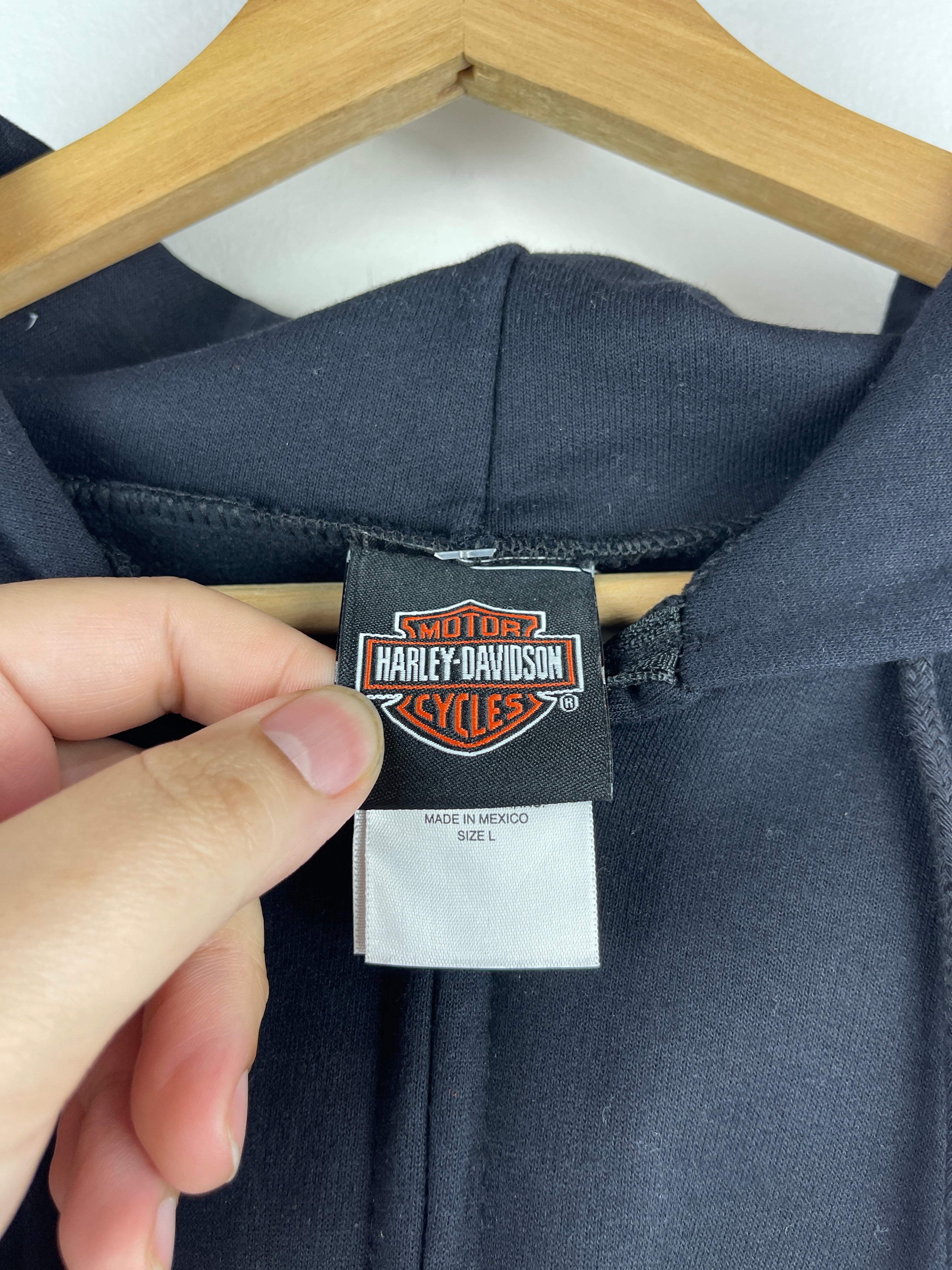 Vintage Harley Davidson Flames Black Zip Up Hoodie
