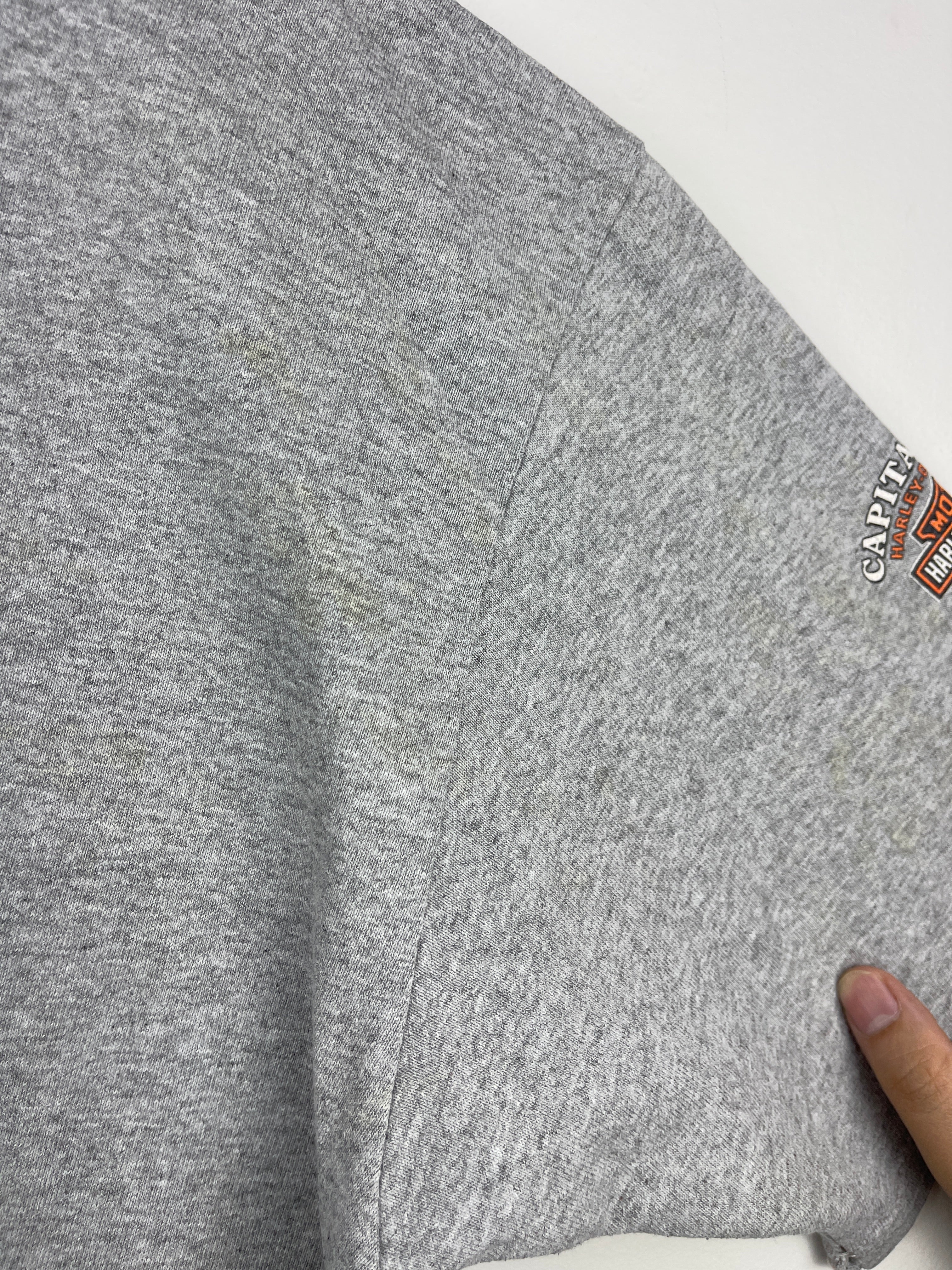 Vintage Harley Davidson Wisconsin Henley Grey Tee