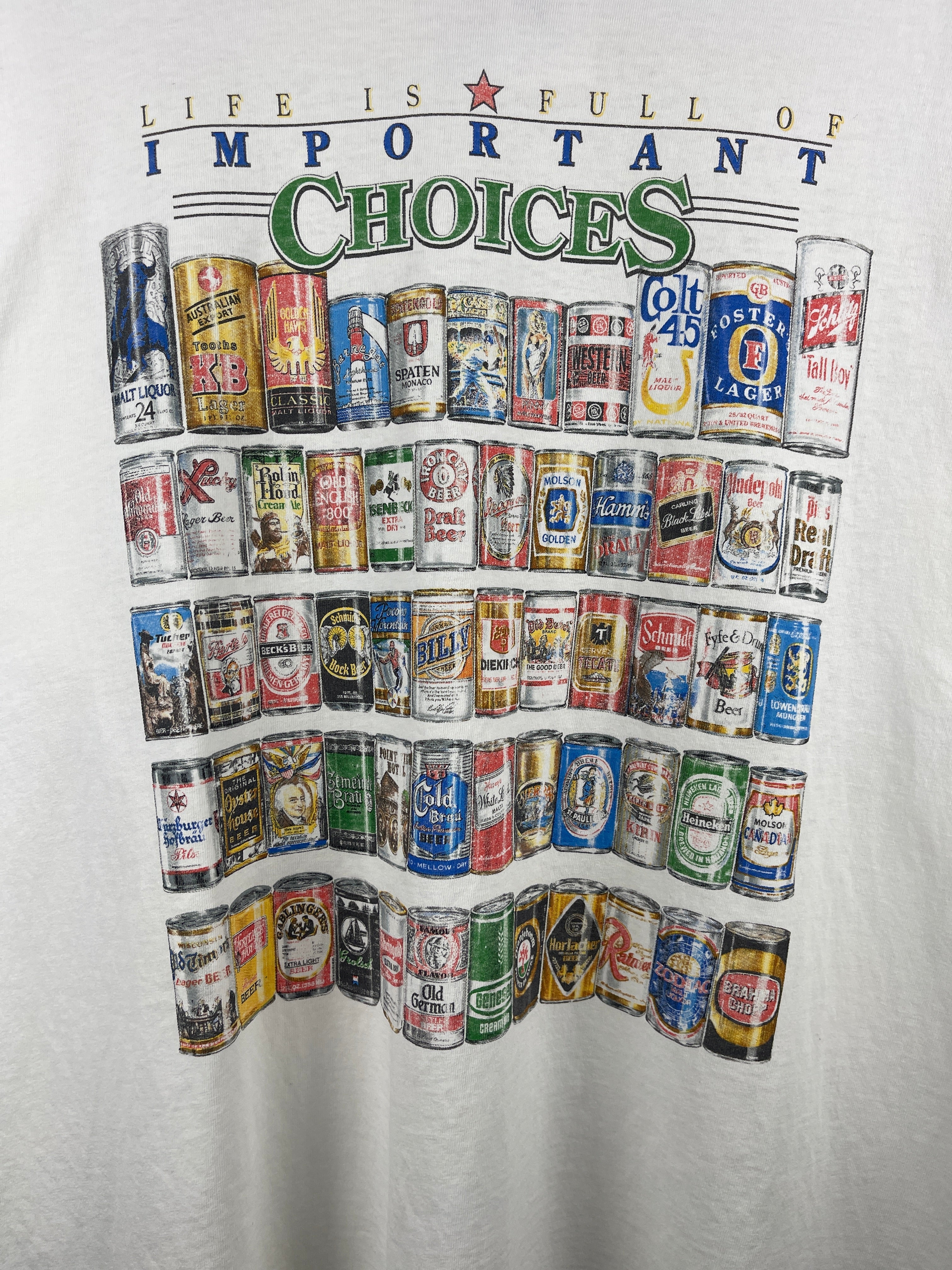 Vintage Life Is Full Of Important Choices Beer White Tee