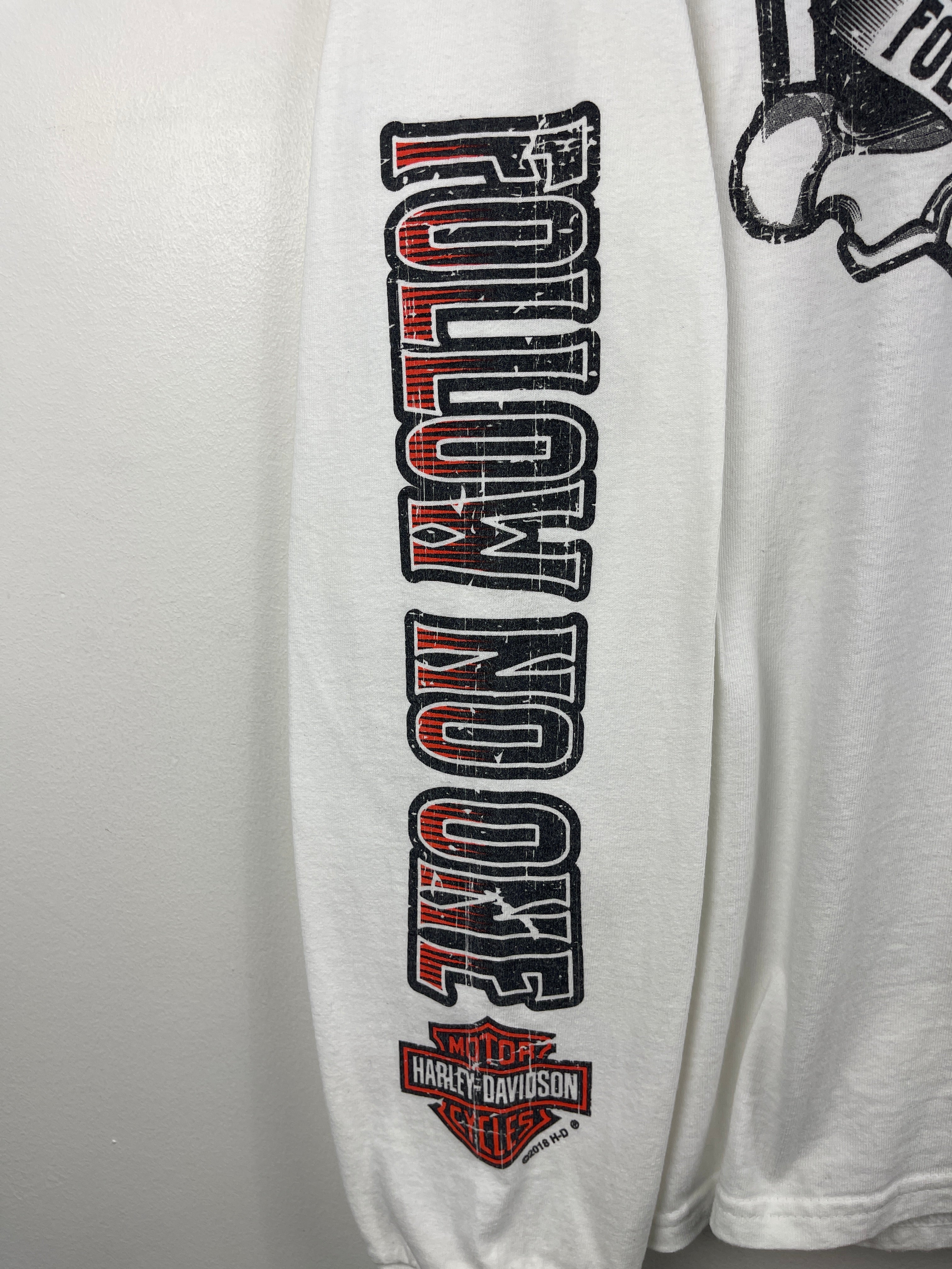 Vintage Harley Davidson Bulldog Dubois Pennsylvania White Long Sleeve