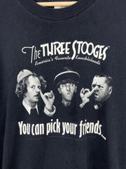 Vintage 90s The Three Stooges You Can Pick Your Friends Black Tee