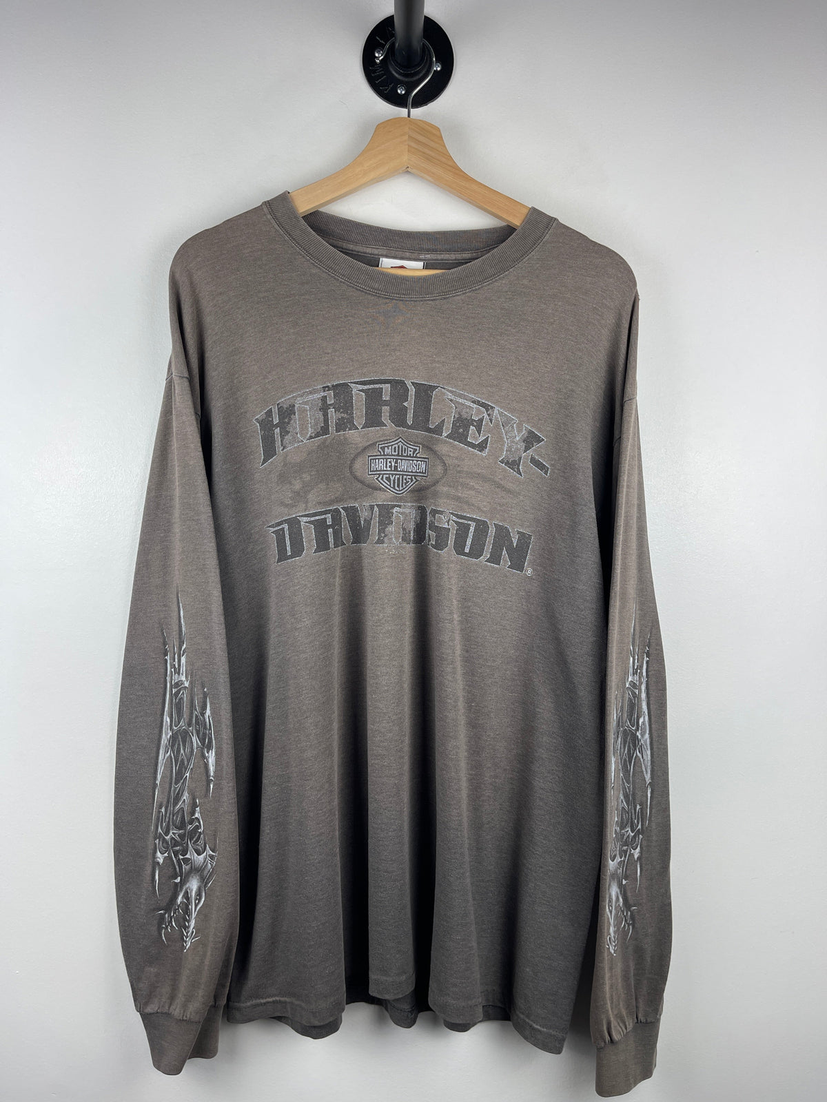 Vintage Harley Davidson Dragon Tribal California Dark Grey Long Sleeve