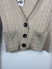 Vintage Abercrombie & Fitch Beige Rabbit Hair & Cashmere Bella Swan Babydoll Fitted Cardigan