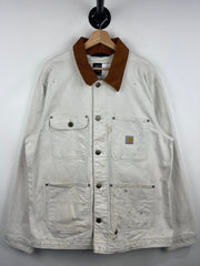 Vintage Carhartt Chore Thrashed Beige Work Jacket