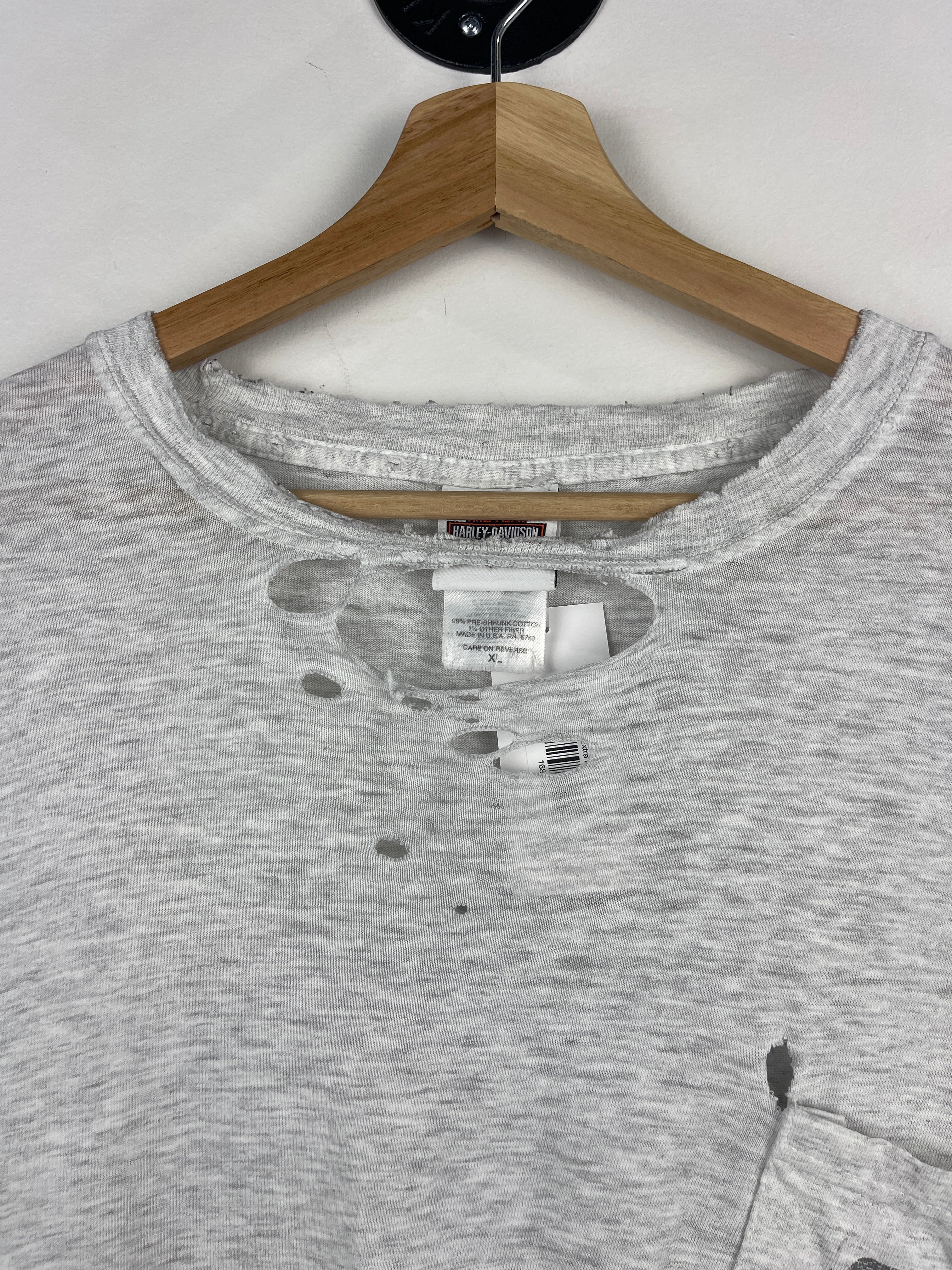Vintage Harley Davidson Bellemont Arizona Thrashed Grey Pocket Tee
