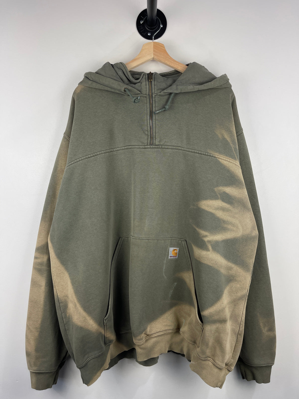 Vintage Carhartt Quarter Zip Sun Faded Green Hoodie