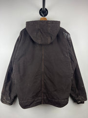 Vintage Carhartt Detroit Sherpa Lined Dark Brown Hooded Work Jacket J141 DKB