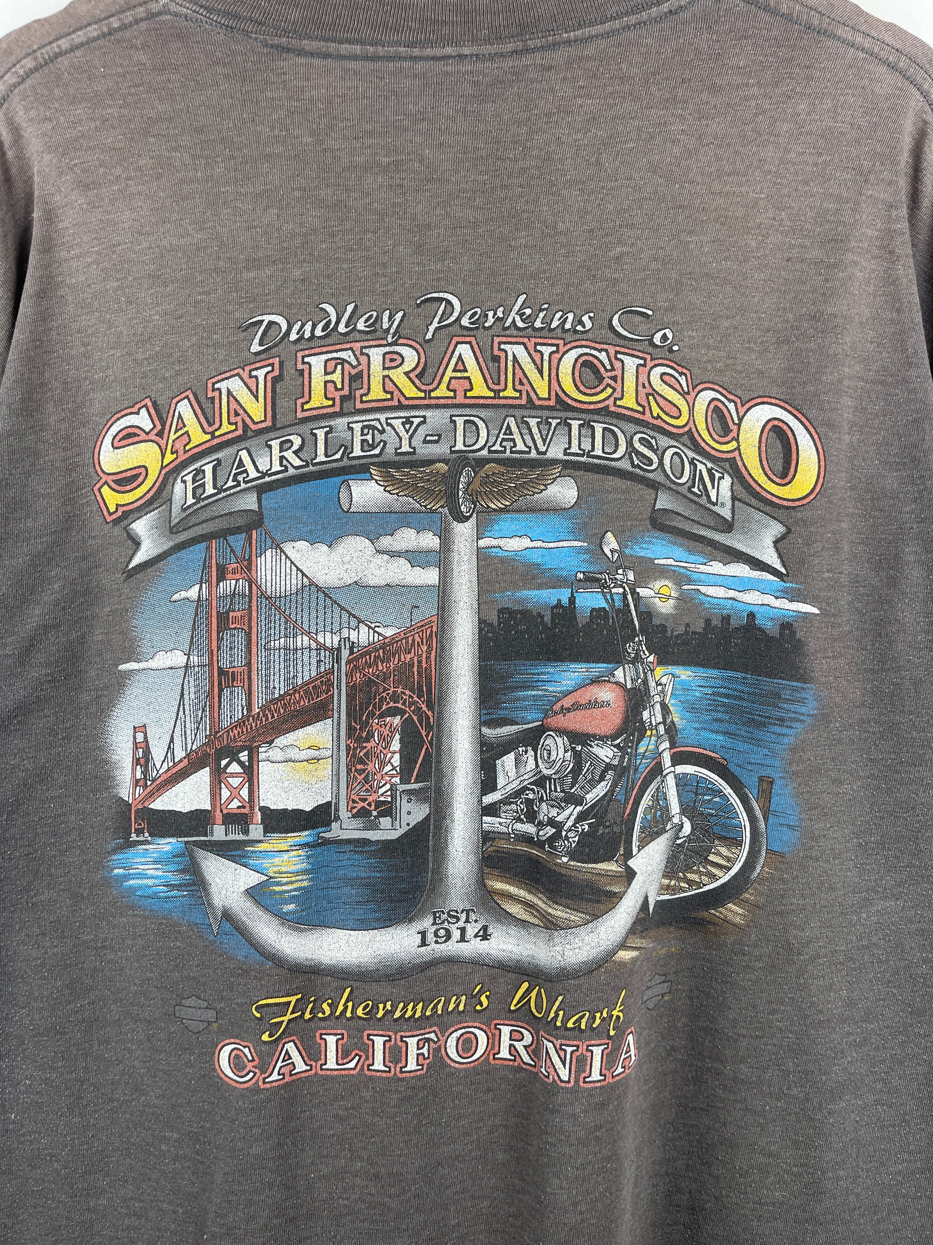 Vintage Harley Davidson Dragon Tribal California Dark Grey Long Sleeve