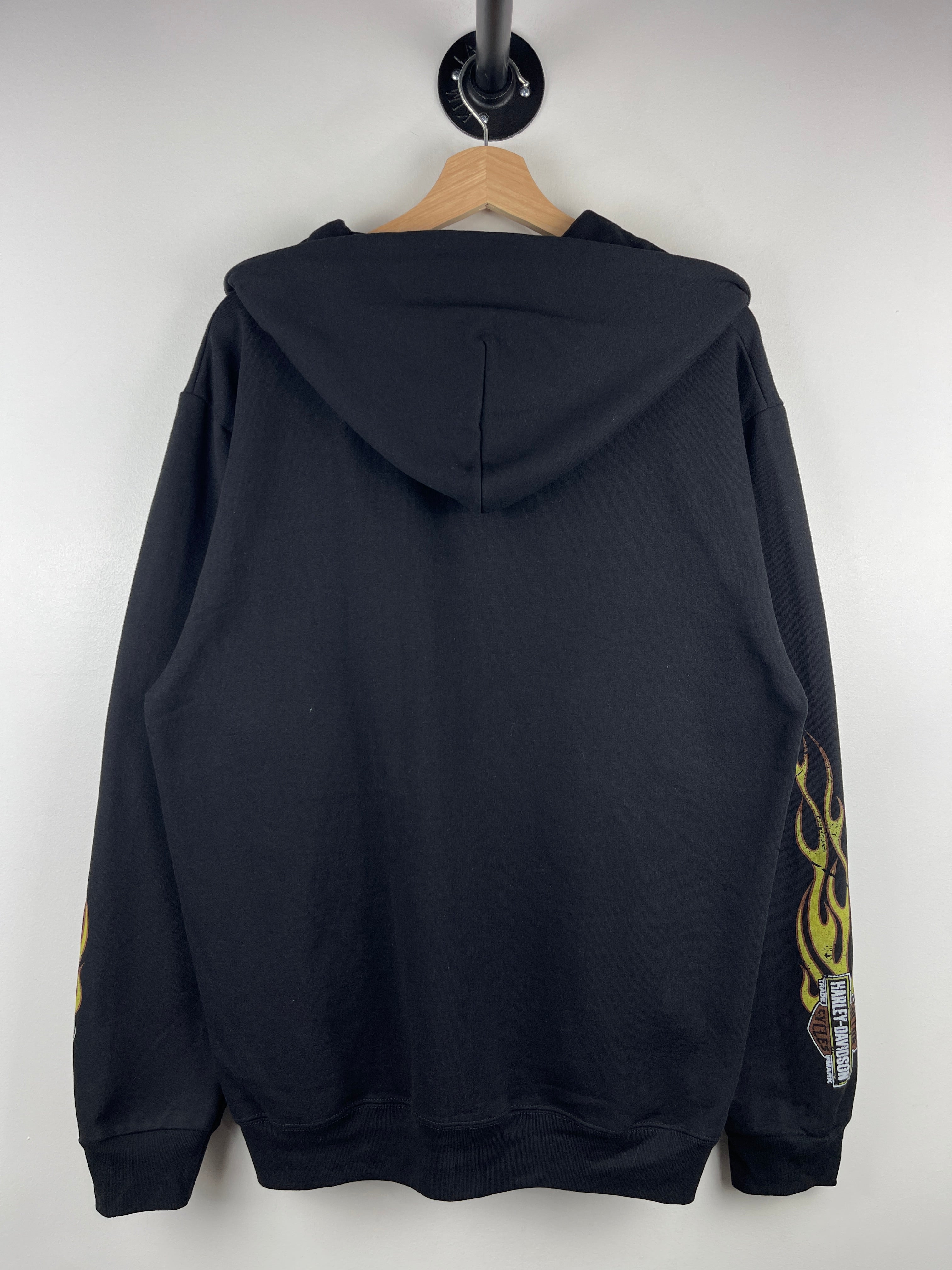 Vintage Harley Davidson Flames Black Zip Up Hoodie