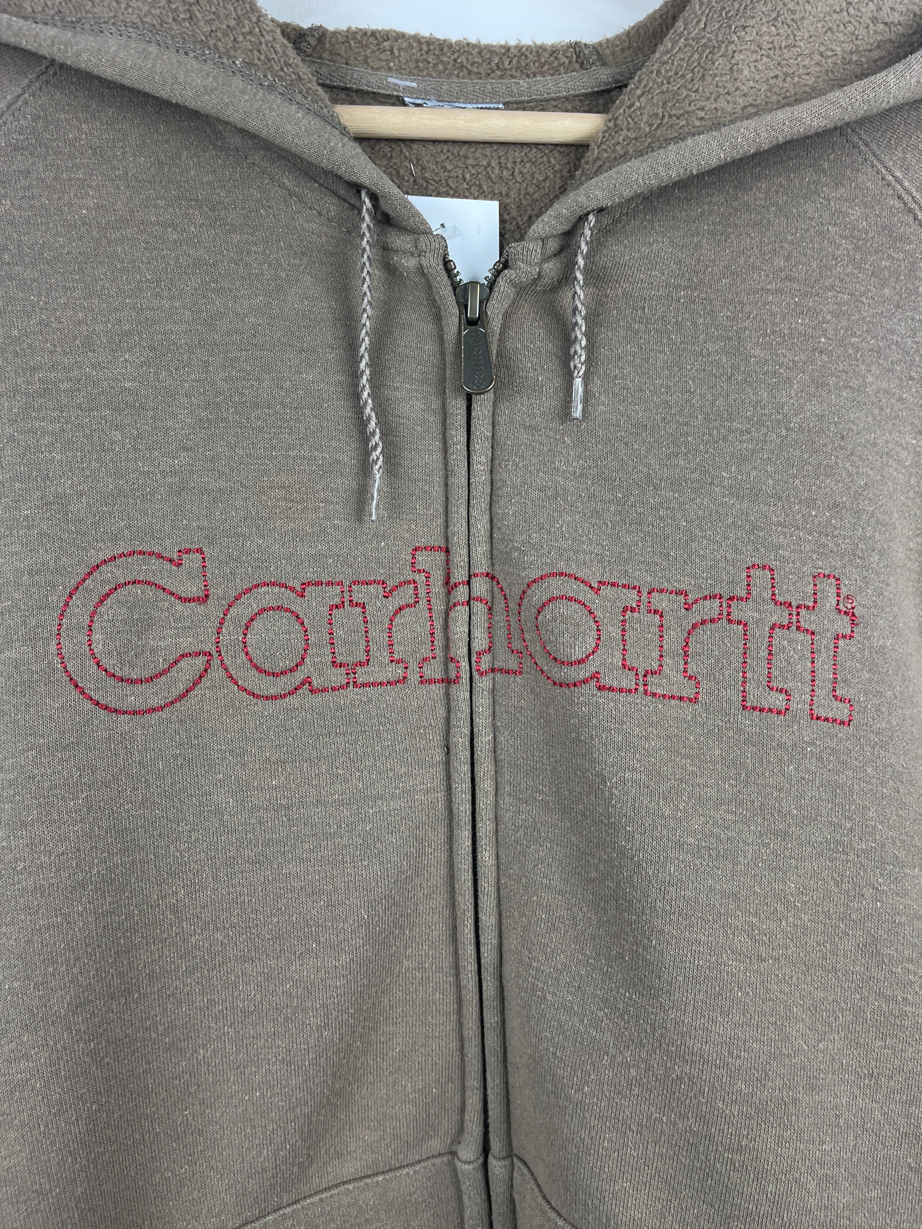 Vintage Carhartt Spellout Brown Zip Up Hoodie