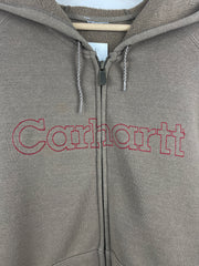 Vintage Carhartt Spellout Brown Zip Up Hoodie