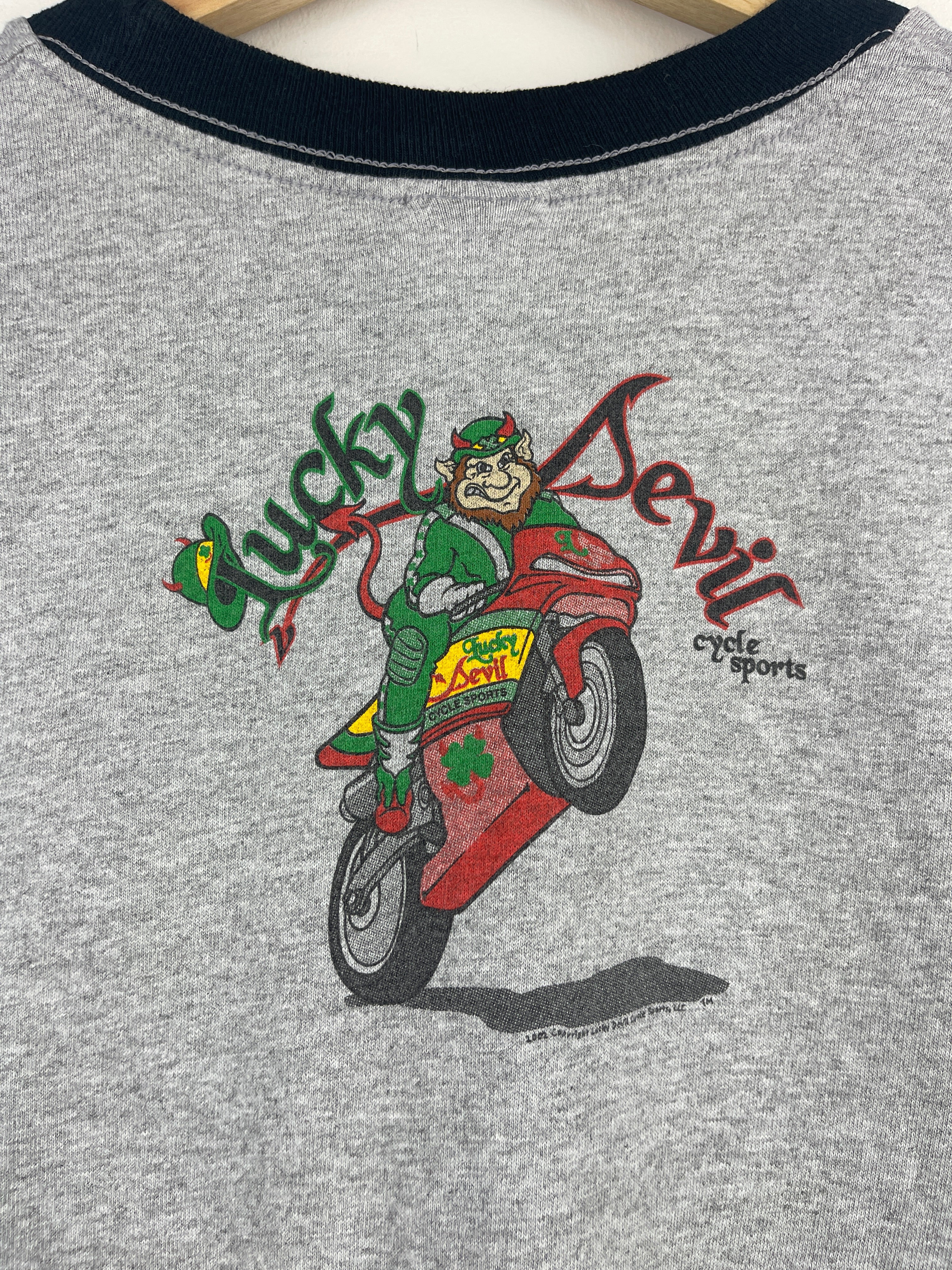 Vintage Get Lucky Cycle Sports Grey Ringer Tee
