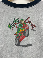 Vintage Get Lucky Cycle Sports Grey Ringer Tee