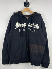 Vintage Aeropostale New York Sherpa Lined Black Zip Up Hoodie