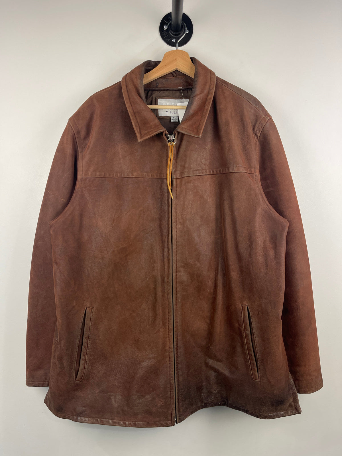 Vintage 90s Wilsons Brown Straight Cut Leather Jacket