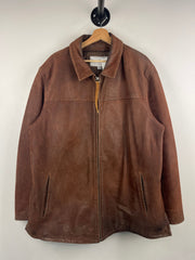 Vintage 90s Wilsons Brown Straight Cut Leather Jacket