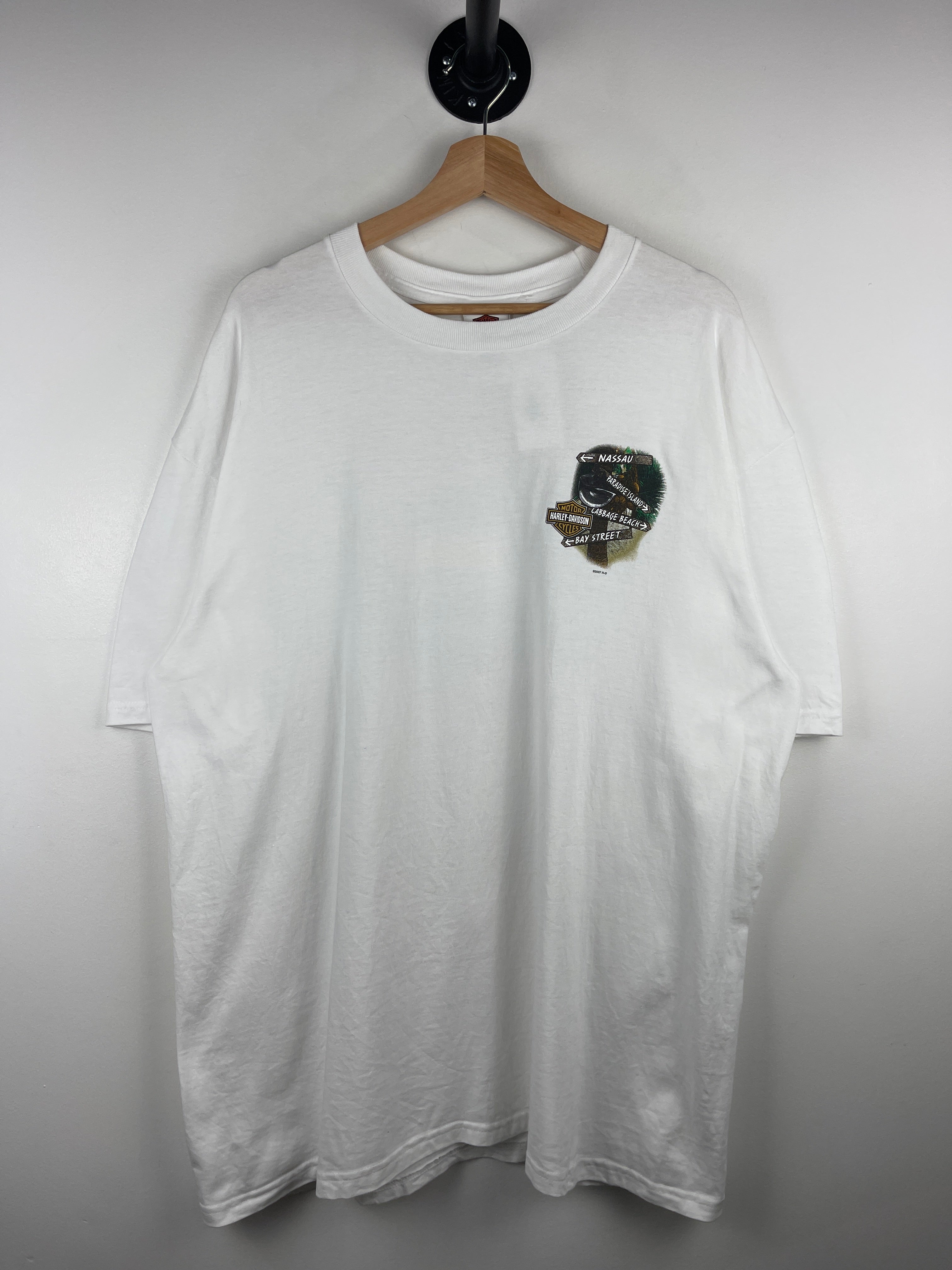 Vintage Harley Davidson Nassau Bahamas White Tee