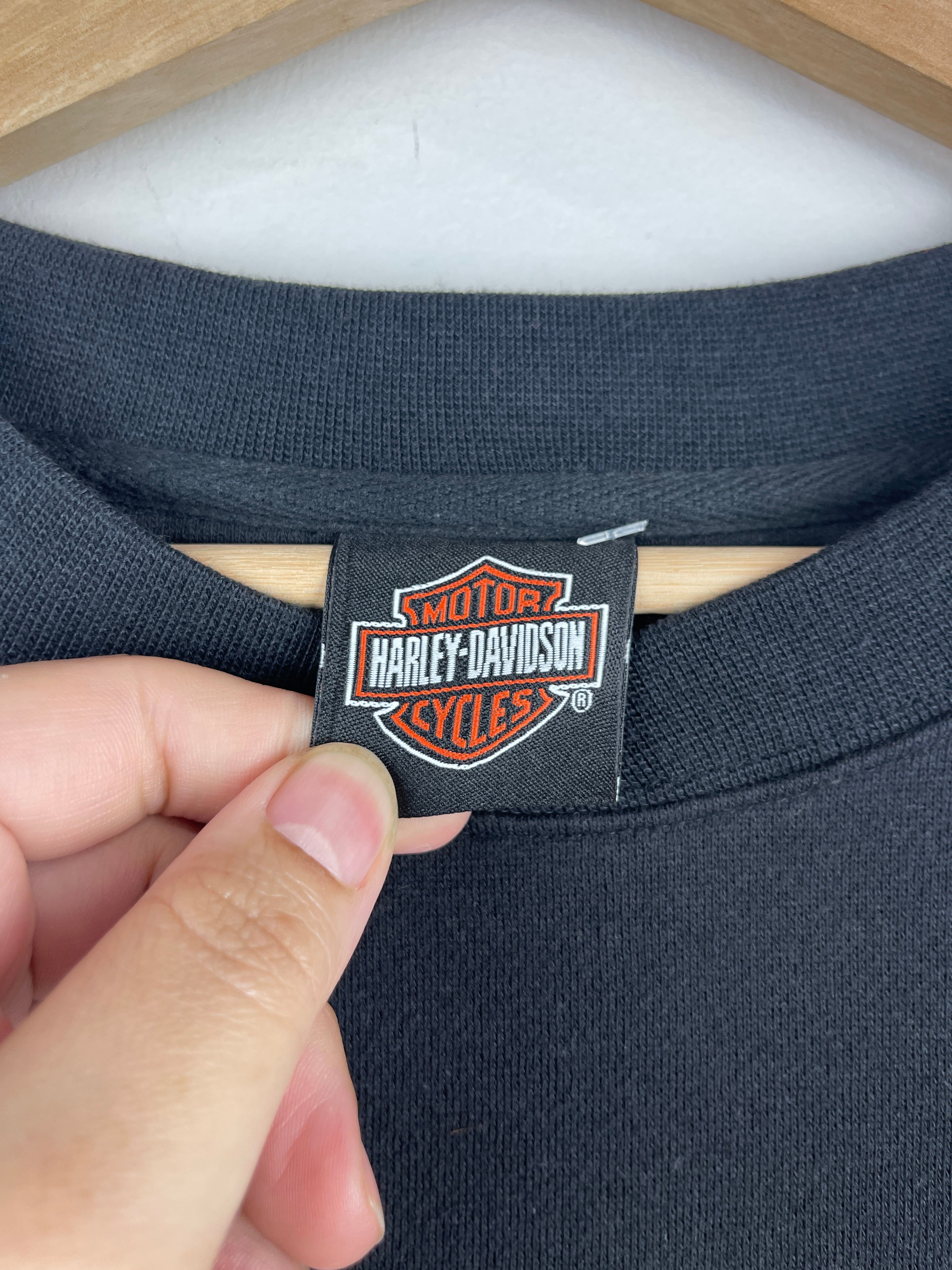 Vintage Harley Davidson Embroidered Black & Orange Crewneck