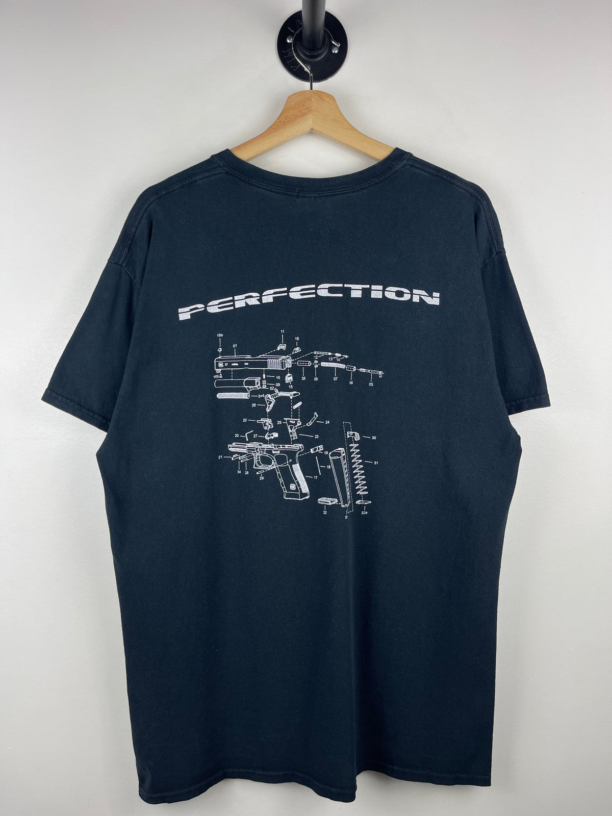 Vintage Glock Perfection Gun Blueprint Black Tee