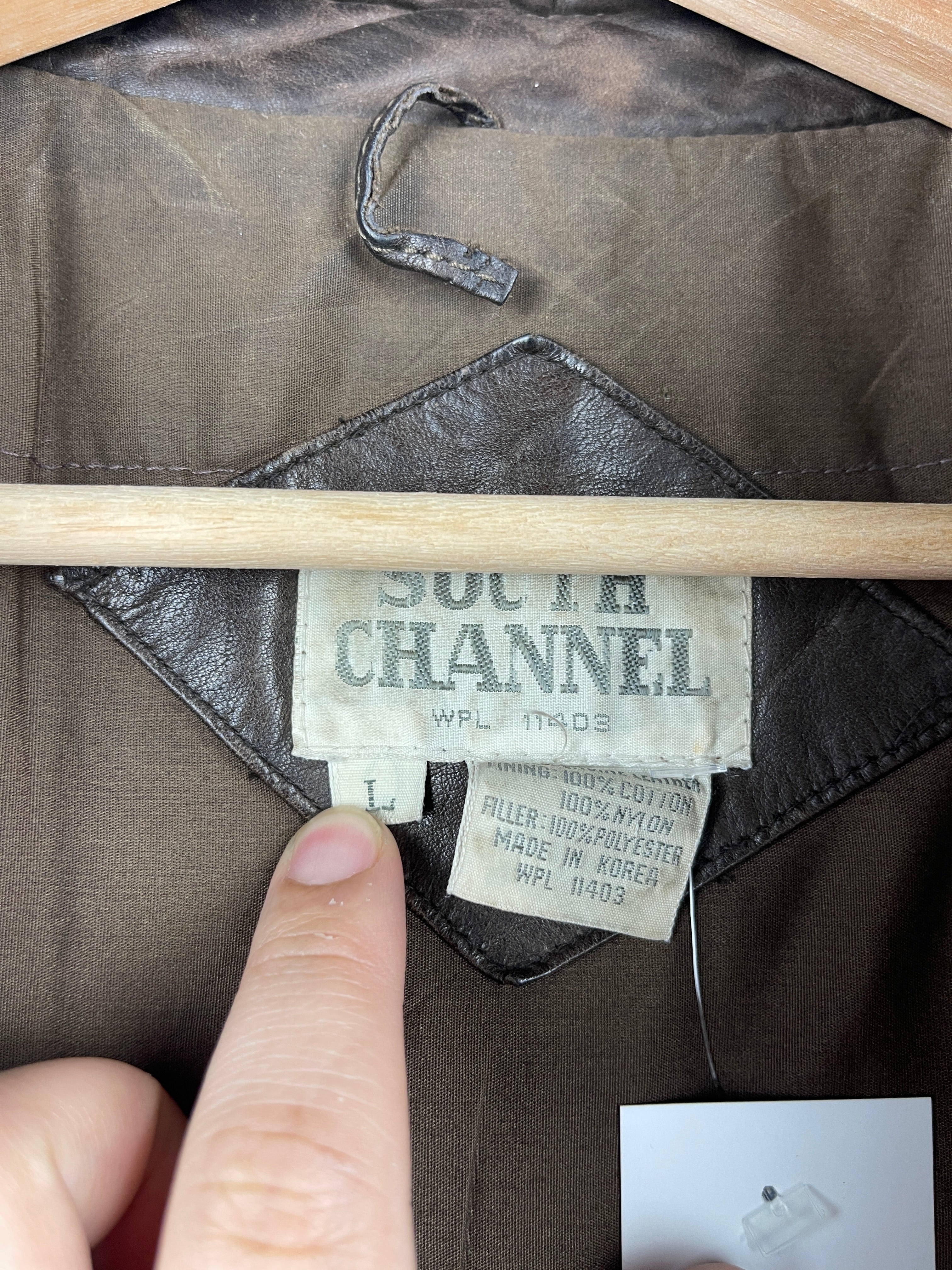 Vintage 90s South Channel Brown Leather Bomber Jacket