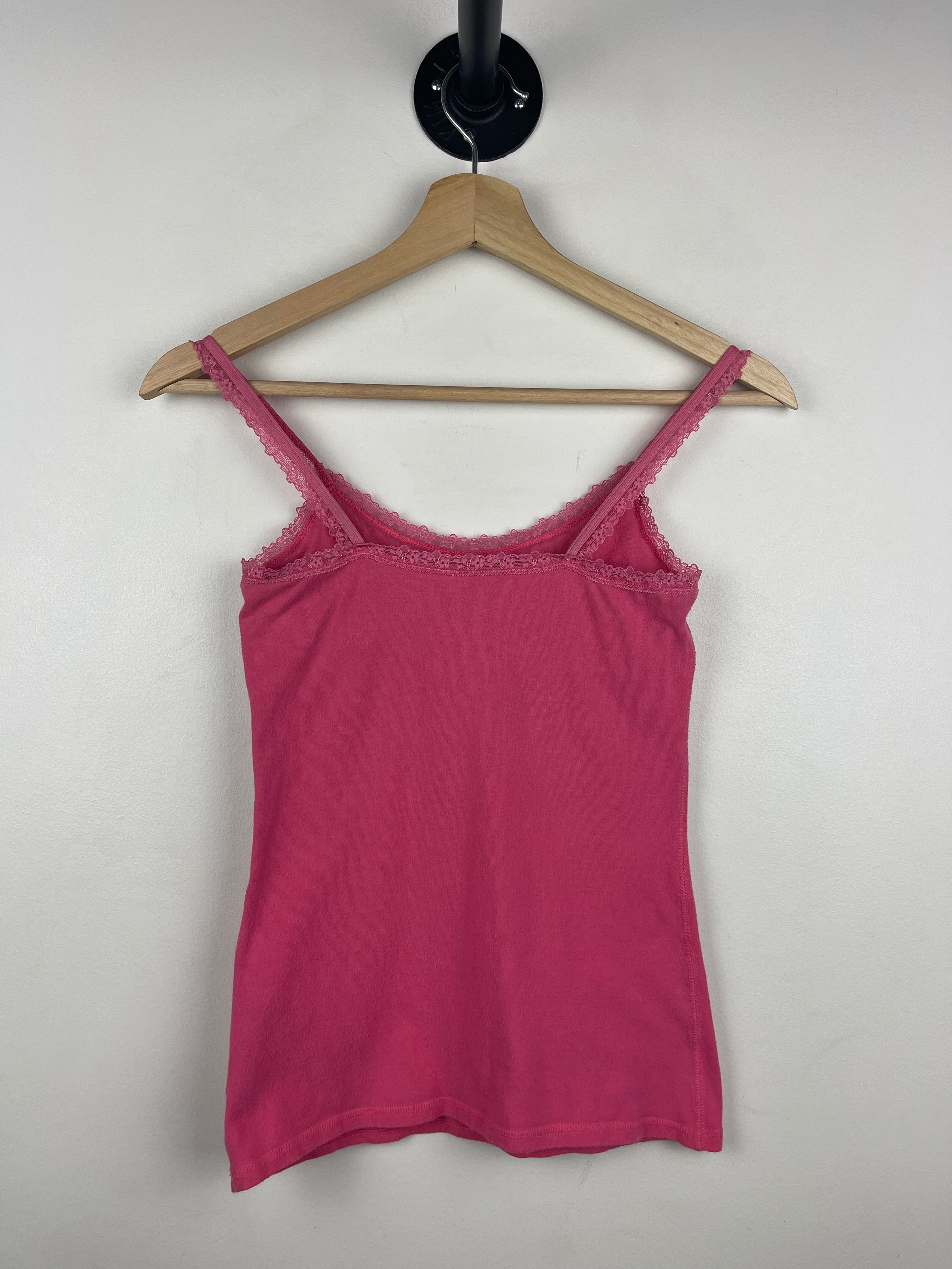 Vintage Abercrombie Women's Pink Lace Trim Bella Swan Babydoll Cami Camisole Tank Top