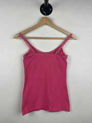 Vintage Abercrombie Women's Pink Lace Trim Bella Swan Babydoll Cami Camisole Tank Top