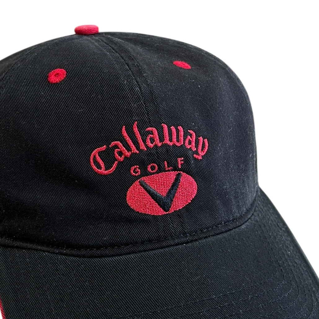 Vintage Callaway Golf Black & Red Strapback Hat