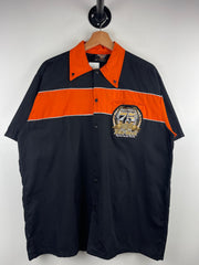 Vintage Bike Week Daytona Beach Embroidered Black & Orange Short Sleeve Button Up Shirt