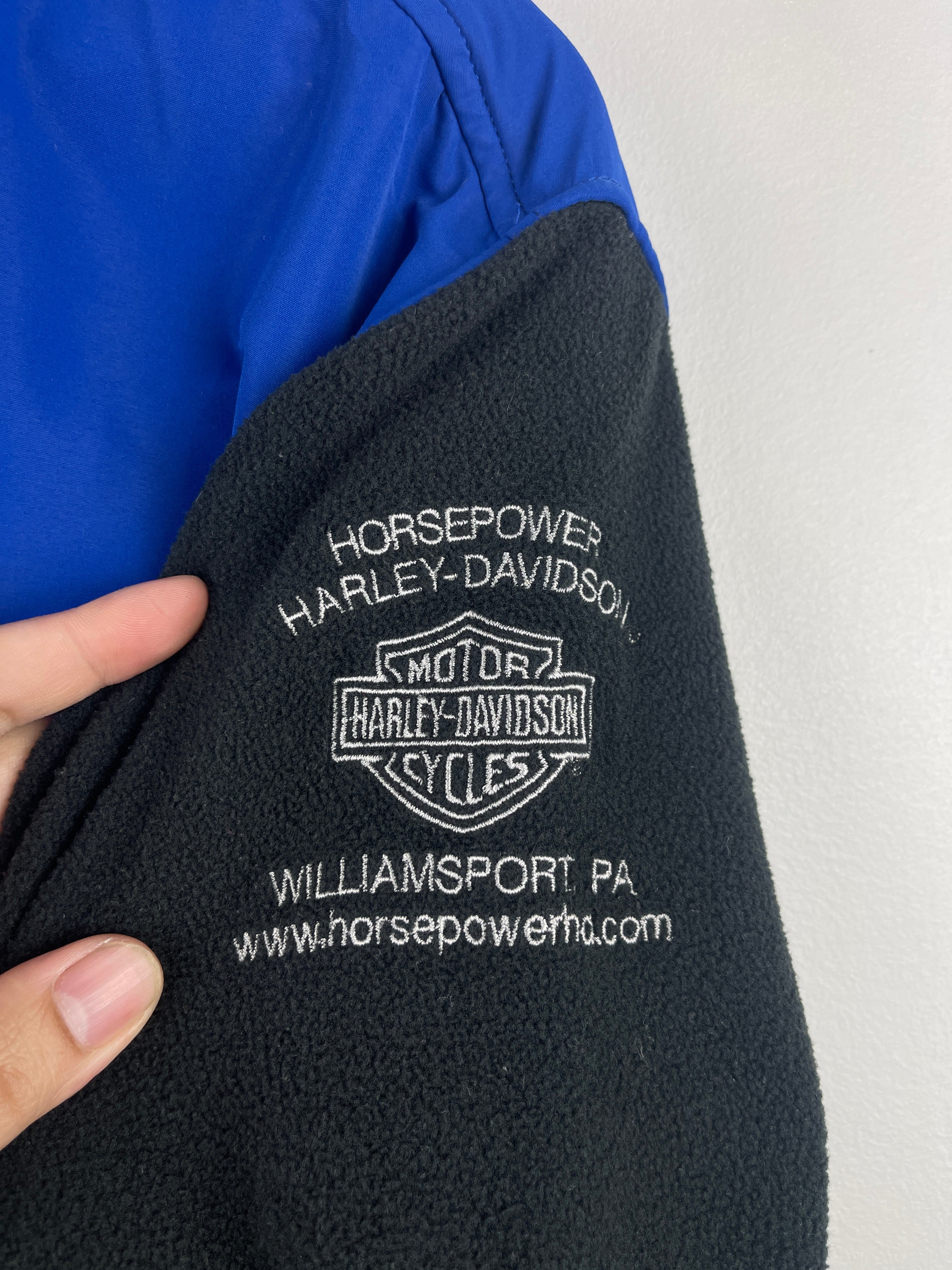 Vintage Harley Davidson Pennsylvania Blue & Black Quarter Zip Fleece Sweater