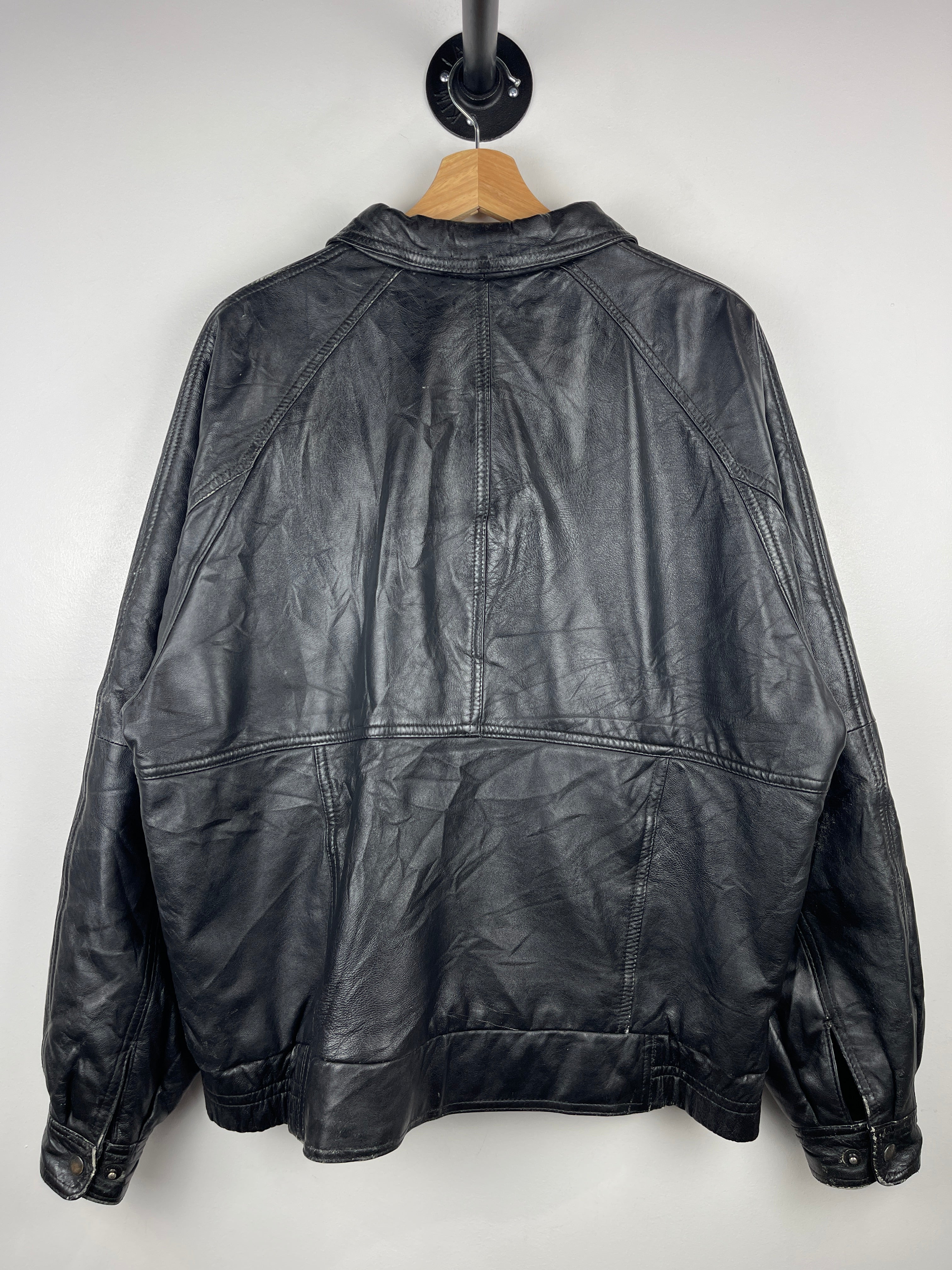 Vintage 90s Watershed Black Leather Bomber Jacket