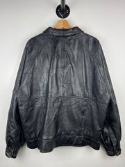 Vintage 90s Watershed Black Leather Bomber Jacket