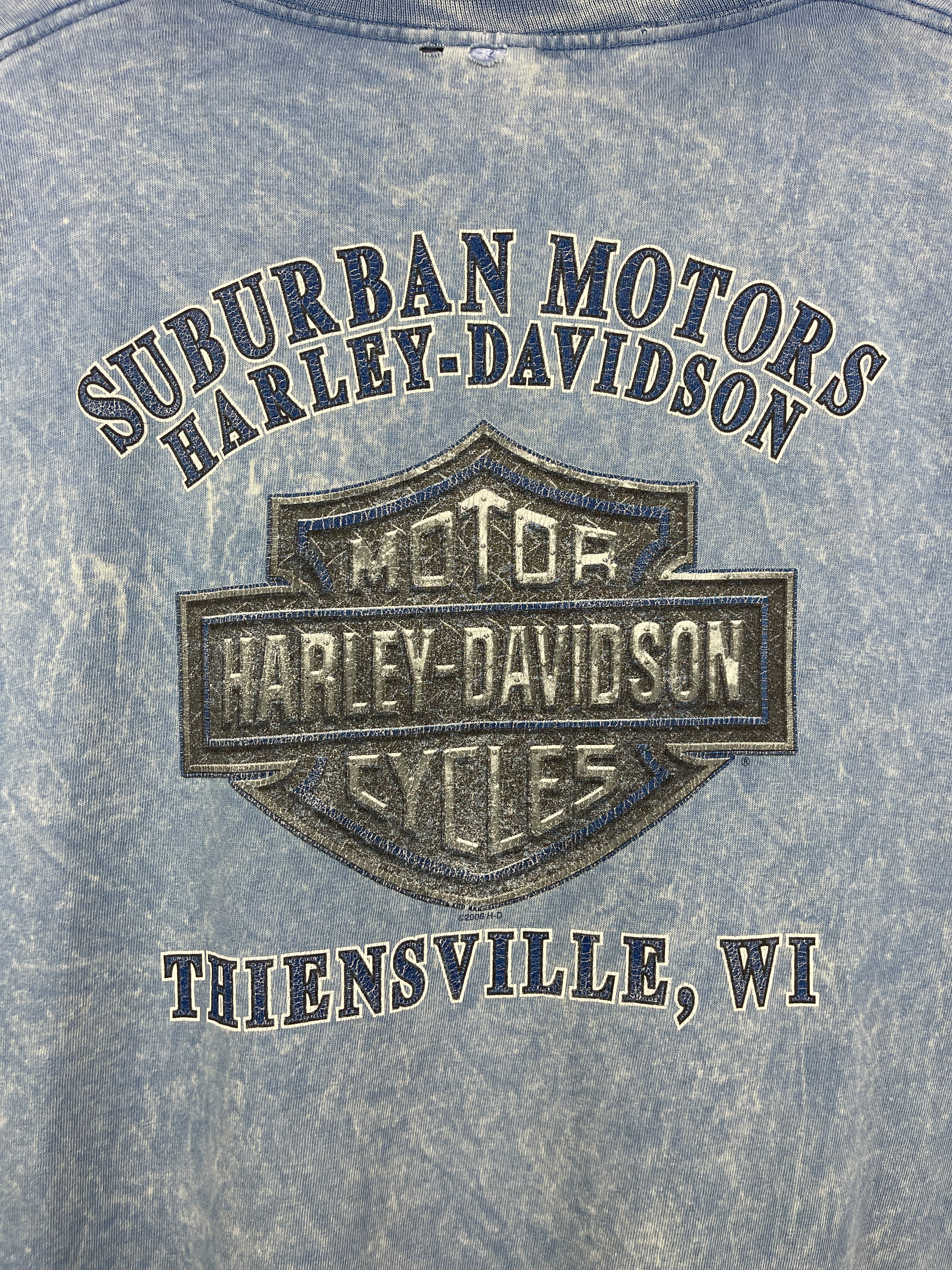 Vintage Harley Davidson Thiensville Wisconsin Blue Tee